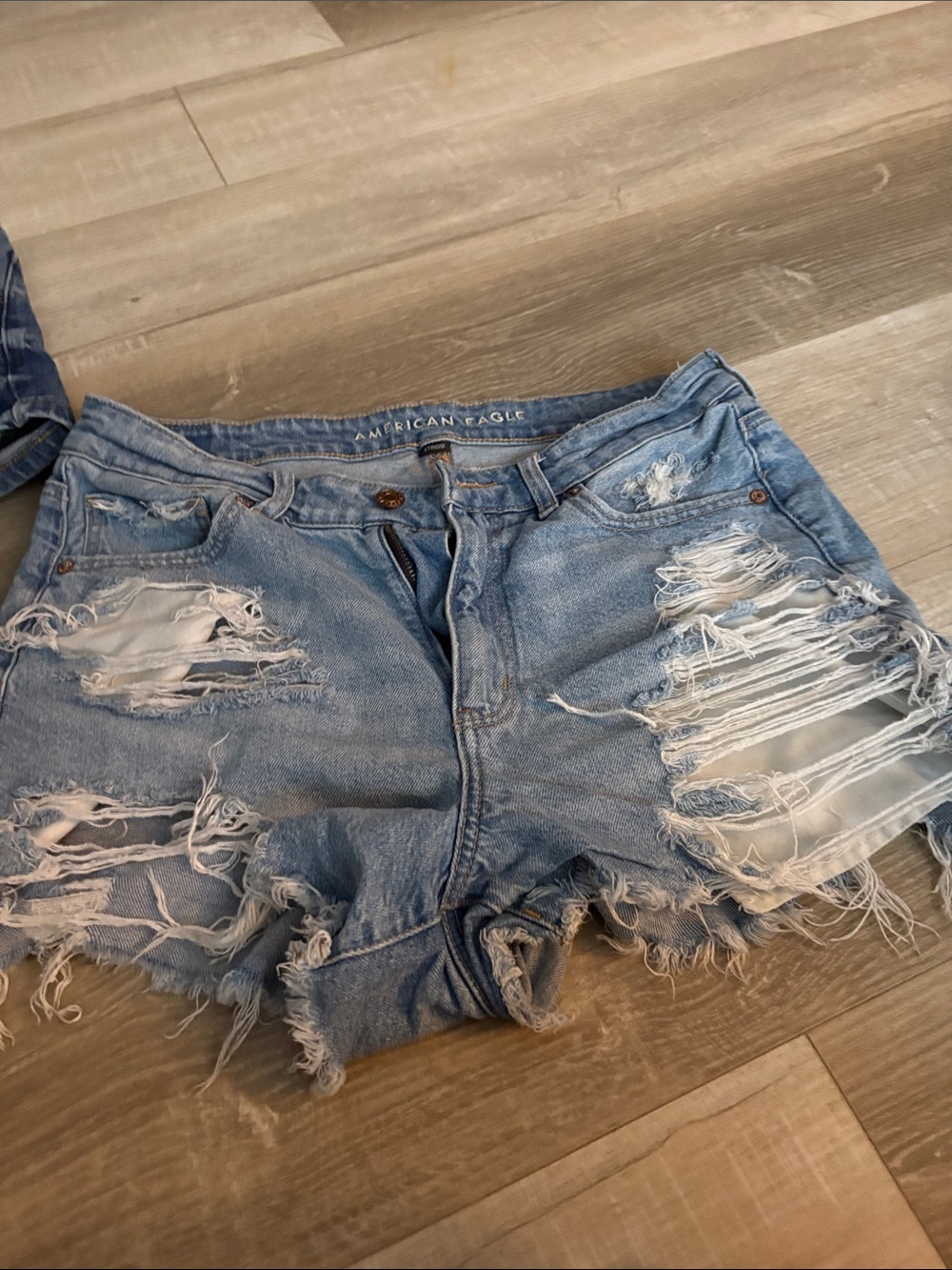 American Eagle Outfitters Light Blue Ripped Denim Shorts